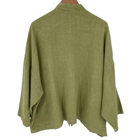 Bryn Walker Danuta Jacket 100% Linen Oversized Women Medium Green Lagenlook - Picture 3 of 7